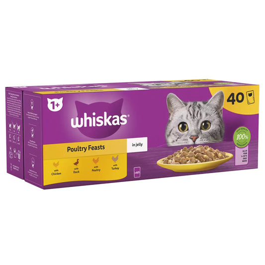Whiskas Poultry Feast in Jelly Pouches 1+, 40 x 85g