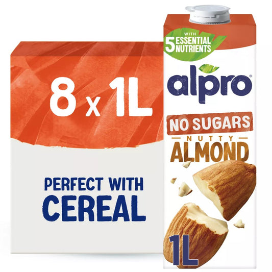 Alpro No Sugars Nutty Almond 1L, Case of 8