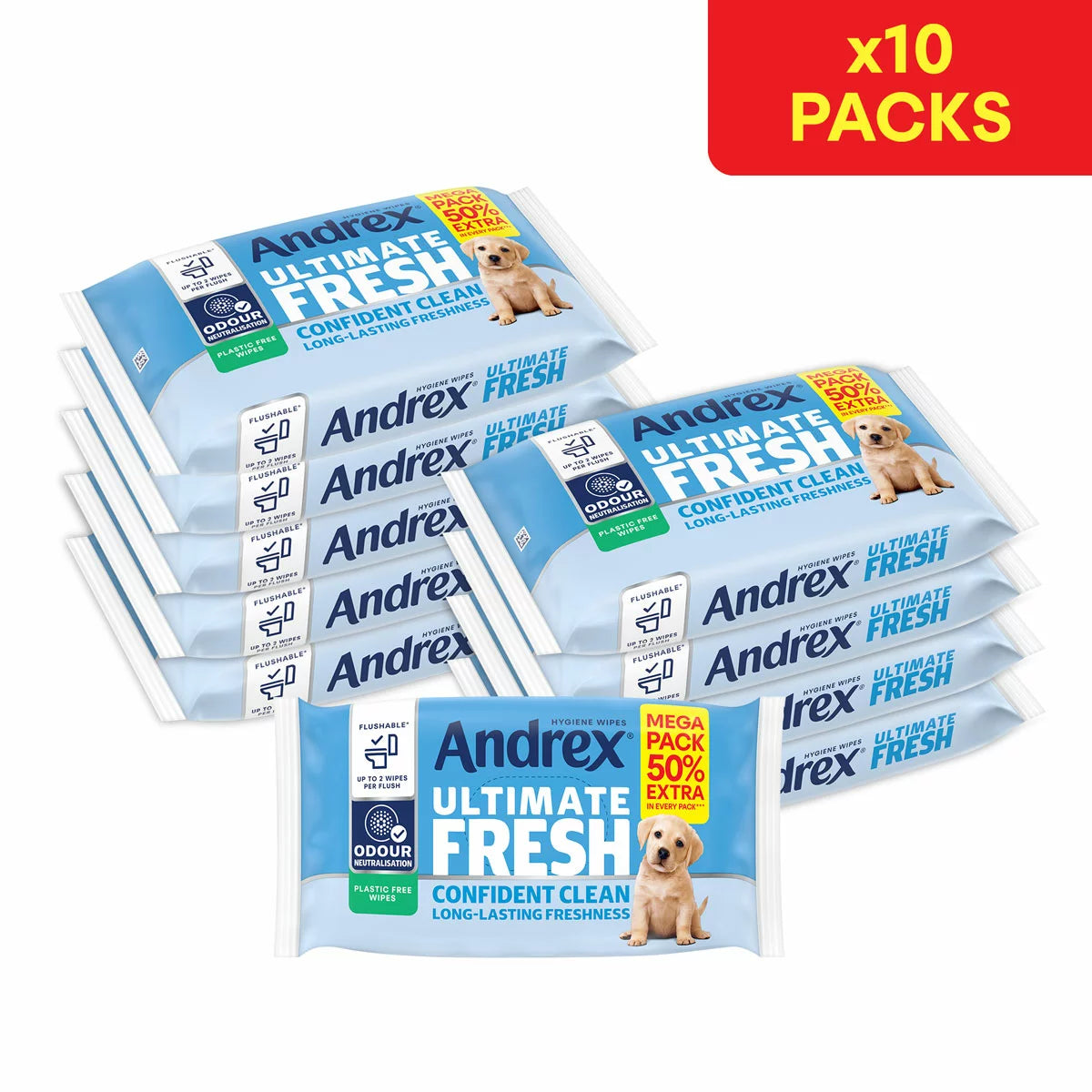 Andrex Ultimate Fresh Hygiene Wipes Mega Odour Control Moist Toilet Tissue 10 x 56 wipes