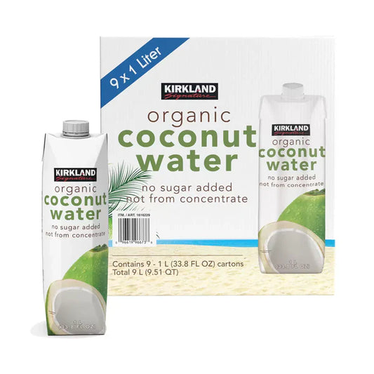 Kirkland Signature Organic Coconut Water No Added Sugar, 9 x 1L bulk buy