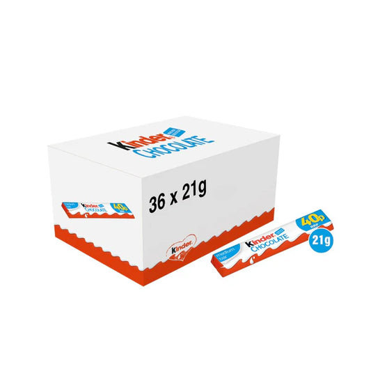 Kinder Chocolate Medium Bar 21g (case of 36 bars)