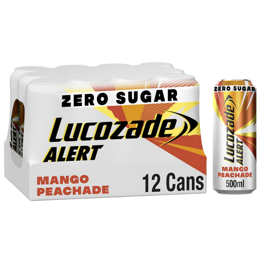 Lucozade Alert Mango Peachade, Zero Sugar, 12x500ml