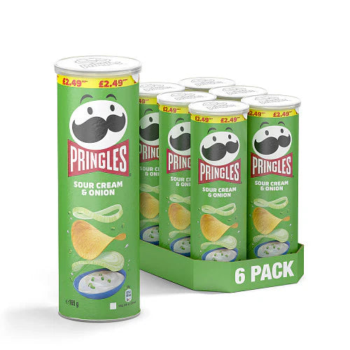 Pringles Sour Cream & Onion 165g, PM2.99, Pack of 6
