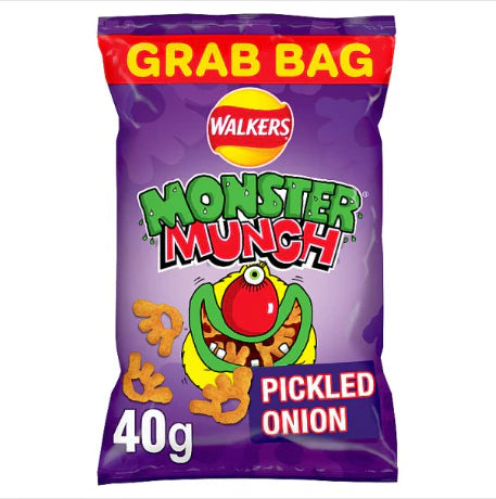 Walkers Monster Munch Pickled Onion Snacks Crisps 40g (case of 35)