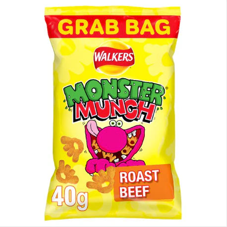 Walkers Monster Munch Roast Beef Snacks Crisps 40g (case of 35)